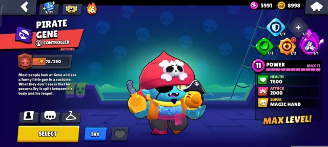 Third prime shade, 3prime, pirate gene, 4000 trophies, 26 brawlers