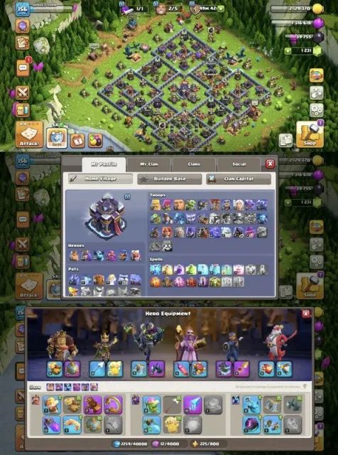 【TH17 | Max / Purple Wall】(N-470) ➤ Heroes (70-85-50-32-35-2) ✦ 163 XP ✦ 7 Epic Equipment (3×20), 17 TH Родной Деревни