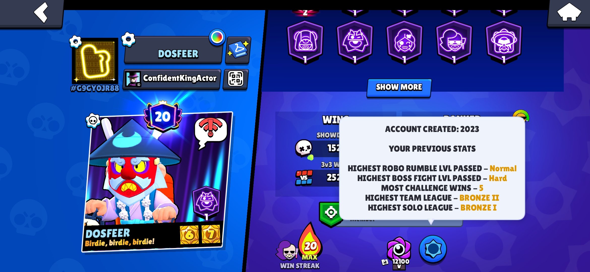 🏆36254🏆【🎴 93 FIGHTER (13 LEG+KAJE+SIRIUS) 🎴】【⚡25-11 POWER (23 HYPER)⚡】【😎 DON ACC 2023😎】【👑425 GEMOV👑】, trophies 36254, brawlers 93, primes 20