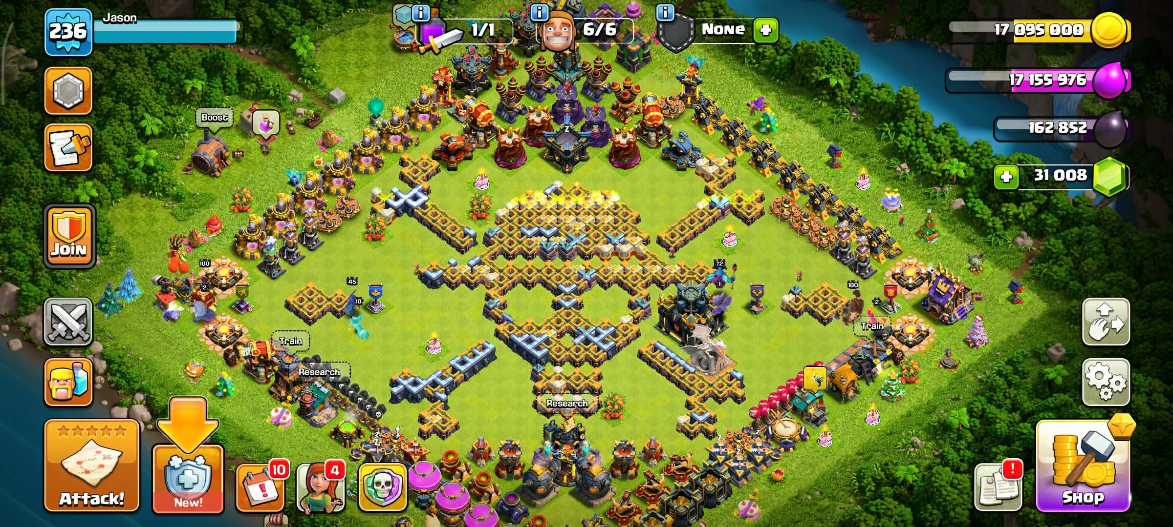 TH 17 👑31,000+ Gems🔰Dragon Statue✨2 HERO MAX STRONG LEVEL EVERYTHING👑(BK100,AQ100,MN72,GW74,RC45), 17 TH Main Village, 9 TH Builder
