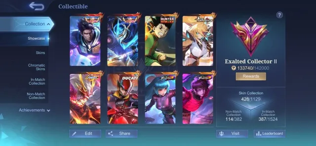 🔥 MLBB Account — All Heroes | 428 Skins | Max Emblems | Test server, Sale, Rank: Mythic, Level: 129, Winrate: 51%, Heroes: 133, Skins: 428
