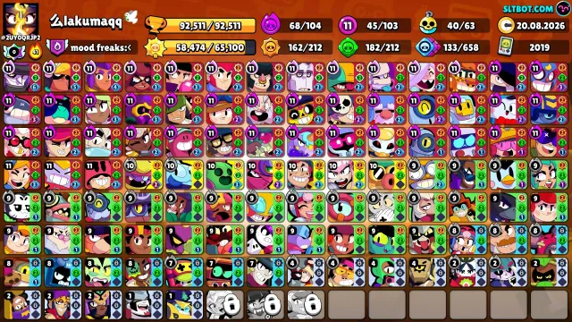 👻Selling account 92511 trophies with a legendary👻, 92511 trophies, 103 brawlers, 64 primes