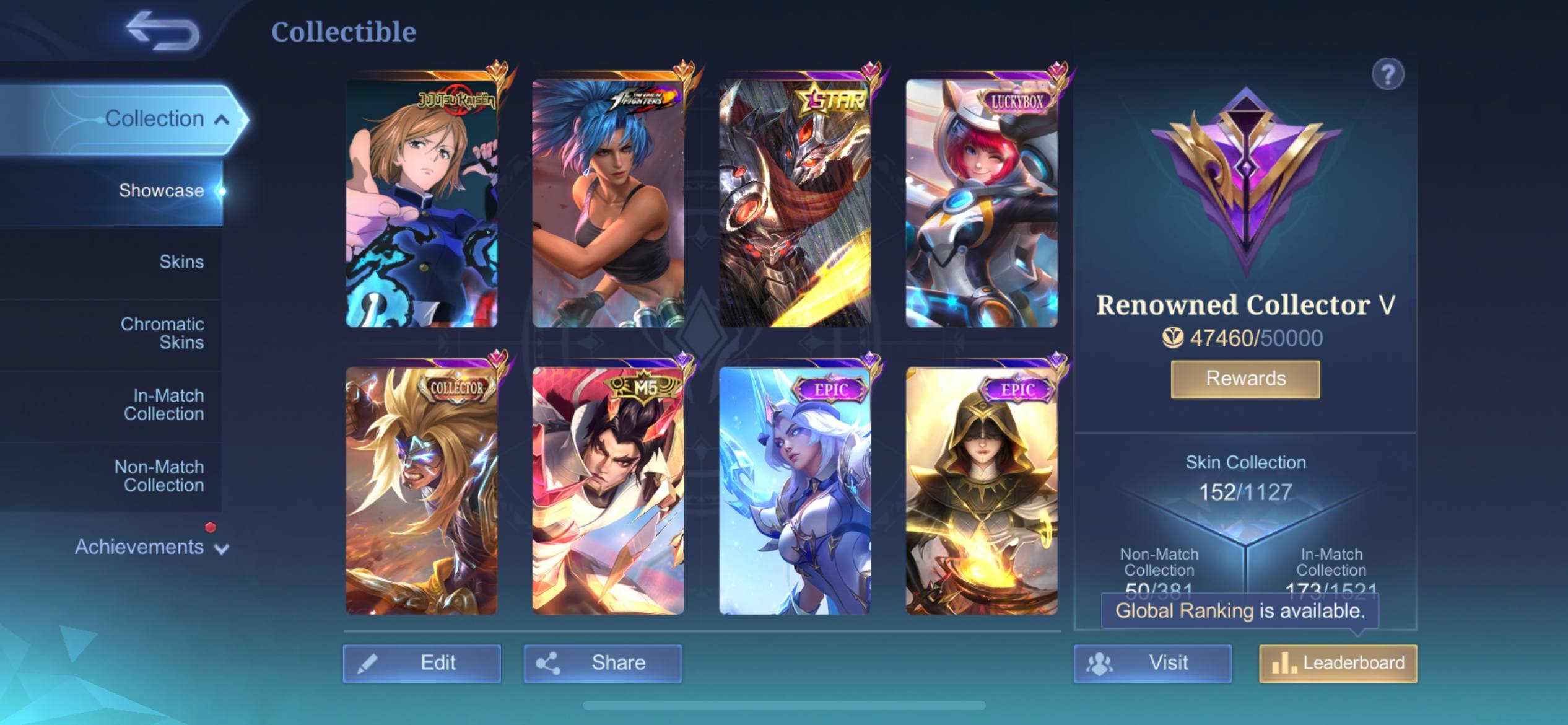 MELISSA KUGISAKI NOBARA COLLECTOR BADANG LUCKYBOX HAYA KIMMY, Sale, Rank: Grandmaster, Level: 78, Winrate: 53%, Heroes: 99, Skins: 151