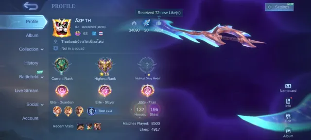 [SEA/GLOBAL] Ex-Honor 16⭐ | 196 Skins | Sanrio Saint Seiya Garaa Zodiac | EMBLEMS MAX 60, Sale, Rank: Epic, Level: 63, Win Rate: 44%, Heroes: 132, Skins: 196