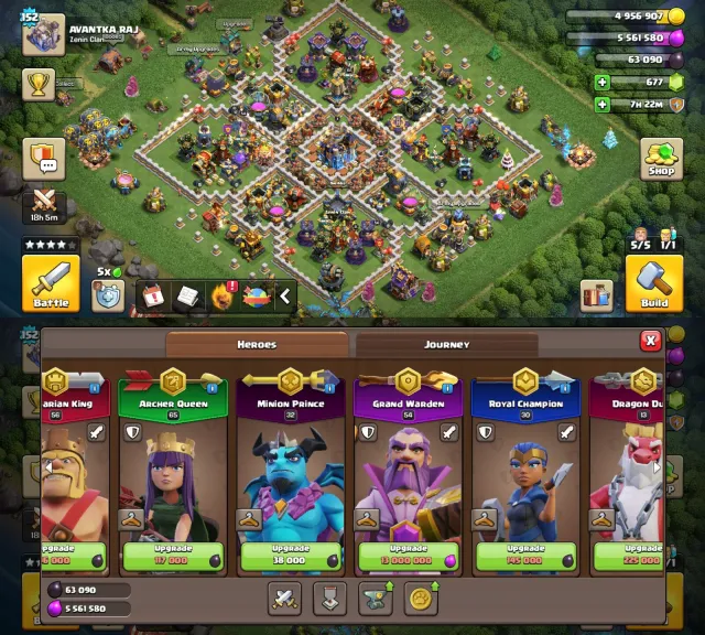 🔥 TH-18 ✦ SOLID & NEAT ACC. ✨ 👑 56/65/54/30 HEROES ✦ 💜 10× GOOD EPIC 🛡️ GOOD DEFENSE, 18 TH Home Village, 9 TH Builder Base
