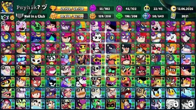 102/104👤69.750🏆11BP+🎟️36 primaries🔥Saturn 2🪐45 11 forces💪22/45 Buffy🍯, trophies 69750, brawlers 102, primes 36