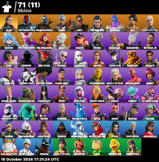 🚀 【FORTNITE】 ✨ Lara Croft, Neymar Jr, Aloy, The Foundation ✨ 71 skin | 671 niv. | 1300 V-Bucks, Vente, skins 71