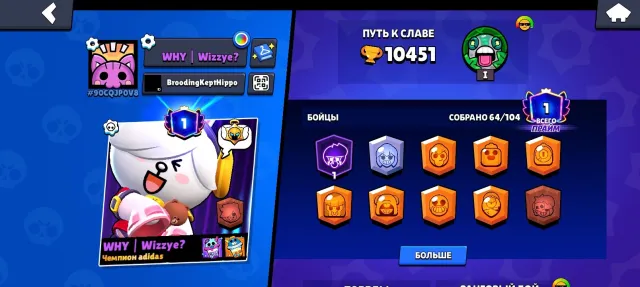 Selling an account with 10,000+ cubes, trophies 10451, brawlers 64, primes 1