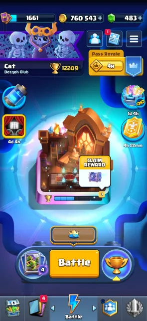 Selling main account, 12209 absolute + pin mимими 🔥, 29 arena, 1661 level, 12209 trophies, 123 cards, 123 leg, No