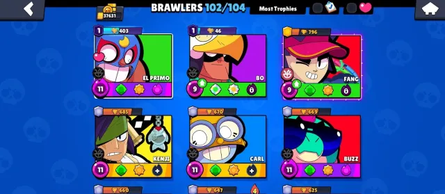 PERSONAL ACCOUNT | VERY VALUABLE |ALL-MIGHT EL PRIMO|🏆37631 👤102/104 💎LEGENDARY SKINS | 200 GEMS, trophies 37631, brawlers 102