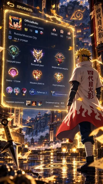 🔥FULL NARUTO🔥 💥119 STARS AT MAX💥, Sale, Rank: Mythical Glory, Level: 50, Win Rate: 59%, Heroes: 50, Skins: 73