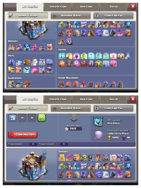 Coc# 187 Th18➤near max account➤builder apprentice max➤6 hero max➤8 epic max almost➤Nc 2k➤1X, 18 TH Родной Деревни