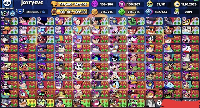 147k 🏆 2x old master | 3 prime | 6 old brawl pass | 100 - 11 power | OLD skins | upgrade screenshots, 147485 trophies, 107 brawlers, 134 primes