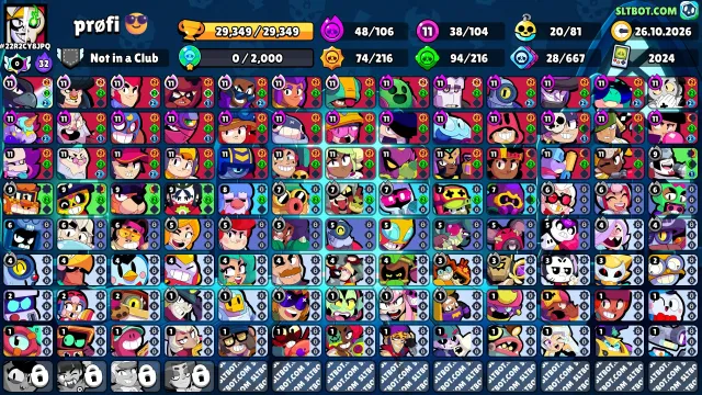 🏆29349🏆👤104/107👤🔮Great Kenji🔮+JESSI-MECHA🎇🌠 💎🎴38-11POWER🎴❗2024❗, 29349 trophies, 104 brawlers, 4 primes