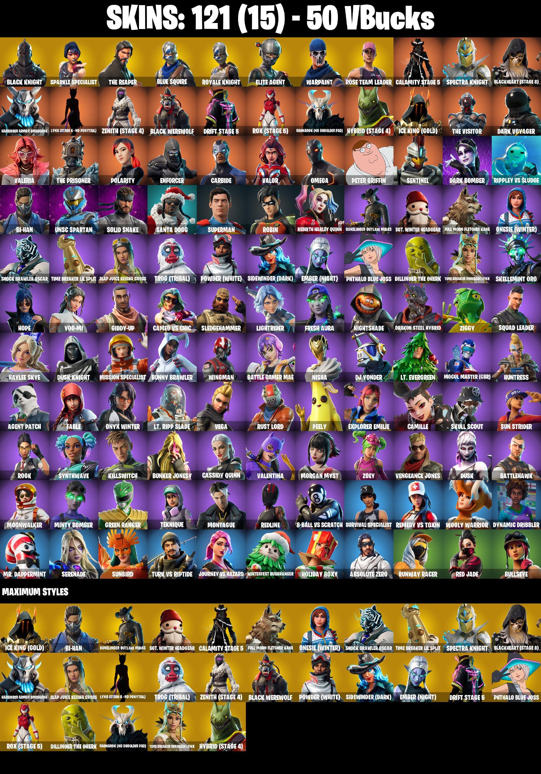 130 SKINS | Black Knight | Sparkle Specialist | Royale Knight | Blue Squire | The Reaper, Sale, skins 130