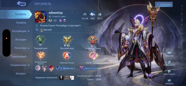 81 heroes, 255 skins, Sale, Rank: Epic, Level: 43, Win rate: 51%, Heroes: 81, Skins: 255