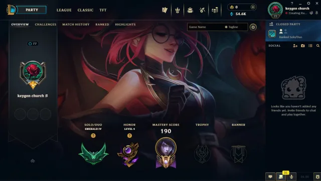 EUW 🍀 Emerald 4 🍀 # 50/36 58%wr # 💎54K BE | Full access | 100% Hand leveled | Nickname change 🌹, Sale, level 77, champions 79, skins 19, Emerald