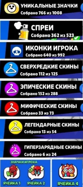 FAT ACCOUNT▪️ 412 Skins▪️71 Max Power▪️A Lot of Cosmetics▪️Linking Available!, 84854 trophies, 105 brawlers, 58 primes