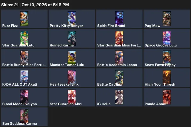 No rank | 42 champions | 21 skins | 116 level | #33049