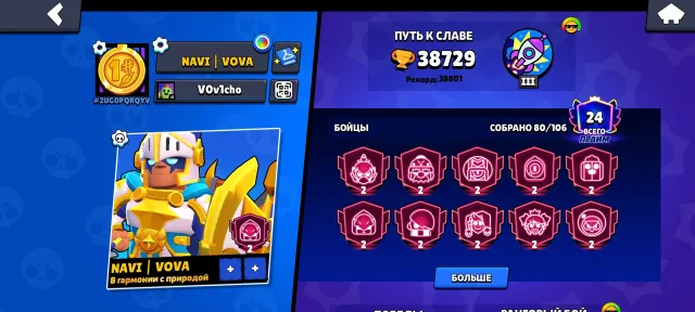 Good cheap account, 40000 trophies, 80 brawlers, 24 primes