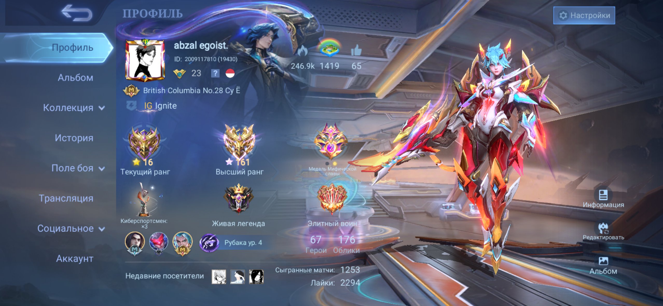I will sell a good account for a forester, Sale, Rank: Mythical Immortal, Level: 23, Winrate: 70%, Heroes: 67, Skins: 176