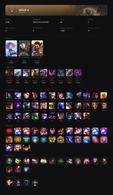 🟡┃🔥 HIGH NOON LUCIAN / K/DA ALL OUT AKALI / PSYOPS VLADIMIR / PULSEFIRE EKKO┃🕗 АВТОВЫДАЧА┃🤍┃✅ ПОЧТА┃, Продажа, уровень 46, чемпионы 34, скины 12, Золото