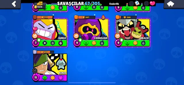 ⬜ ⚡PERSONAL ACCOUNT 🤙 ⬜ 15614 CUPS⬜LOTS OF RESOURCES⬜SKINS⬜LOTS OF WINS⬜Photo DESCRIPTION, trophies 15614, brawlers 67