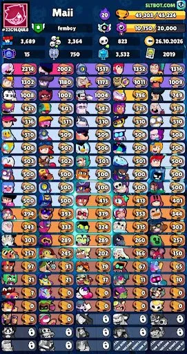 🔥 TOP PERSONAL ACCOUNT BRAWL STARS | 45,203 TROPHIES | ⚡ GUARANTEE AND DATA CHANGE 🏆 Trophies: 45,203, 45203 trophies, 97 brawlers, 15 primes