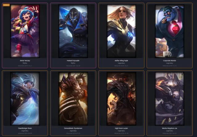 RU / Pulsefire Ezreal, Hextech Kassadin, Dawnbringer Riven, High Noon Lucian, PROJECT Pyke, Sale, level 241, champions 143, skins 114, Unranked
