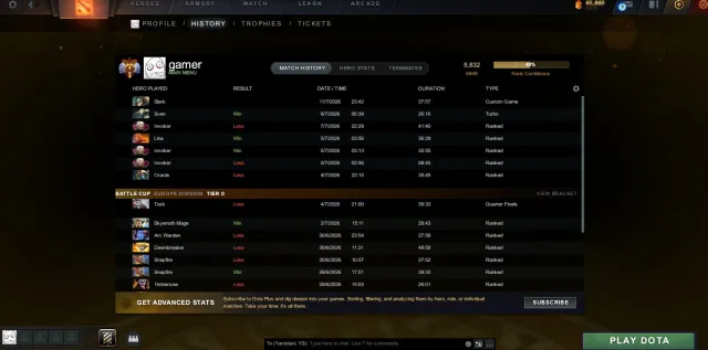 ACCOUNT 5800 MMR, MAINPOOL, NATIVE EMAIL, 1 LETTER, Sale, 5832 MMR, 12000 Honorable, 9600 Politeness, 1030 matches, 1370 hours