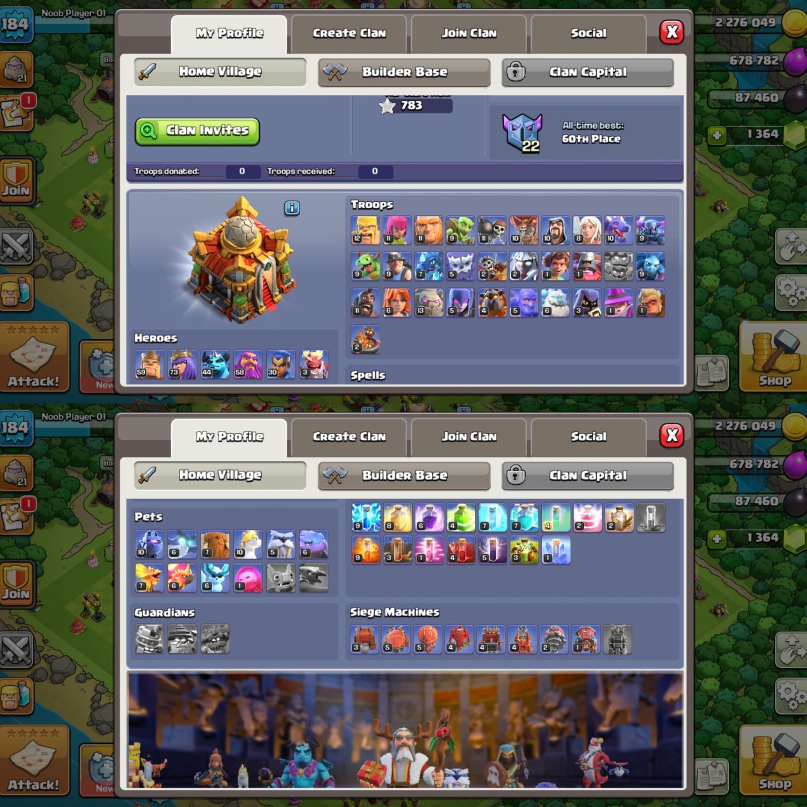 🏆 TH16 MAXED DEFENSE 🏆 7× EPIC (ALMOST MAXED) 🏆 2219 RAID MEDALS 🏆 59-73-44-58-30 🏆 NC YES, 16 TH Main Village