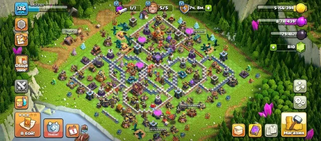 🛕【16 ТХ】🏭【8 БХ】🏆【126 LVL】🛡️【МОЩНАЯ БАЗА】🔮【ТОП СНАРЯГА】🧛【2 ЛЕГ СКИНА】🏵️【ЦЕНЫ НИЖЕ В х2】, 16 TH Родной Деревни, 8 TH Строителя