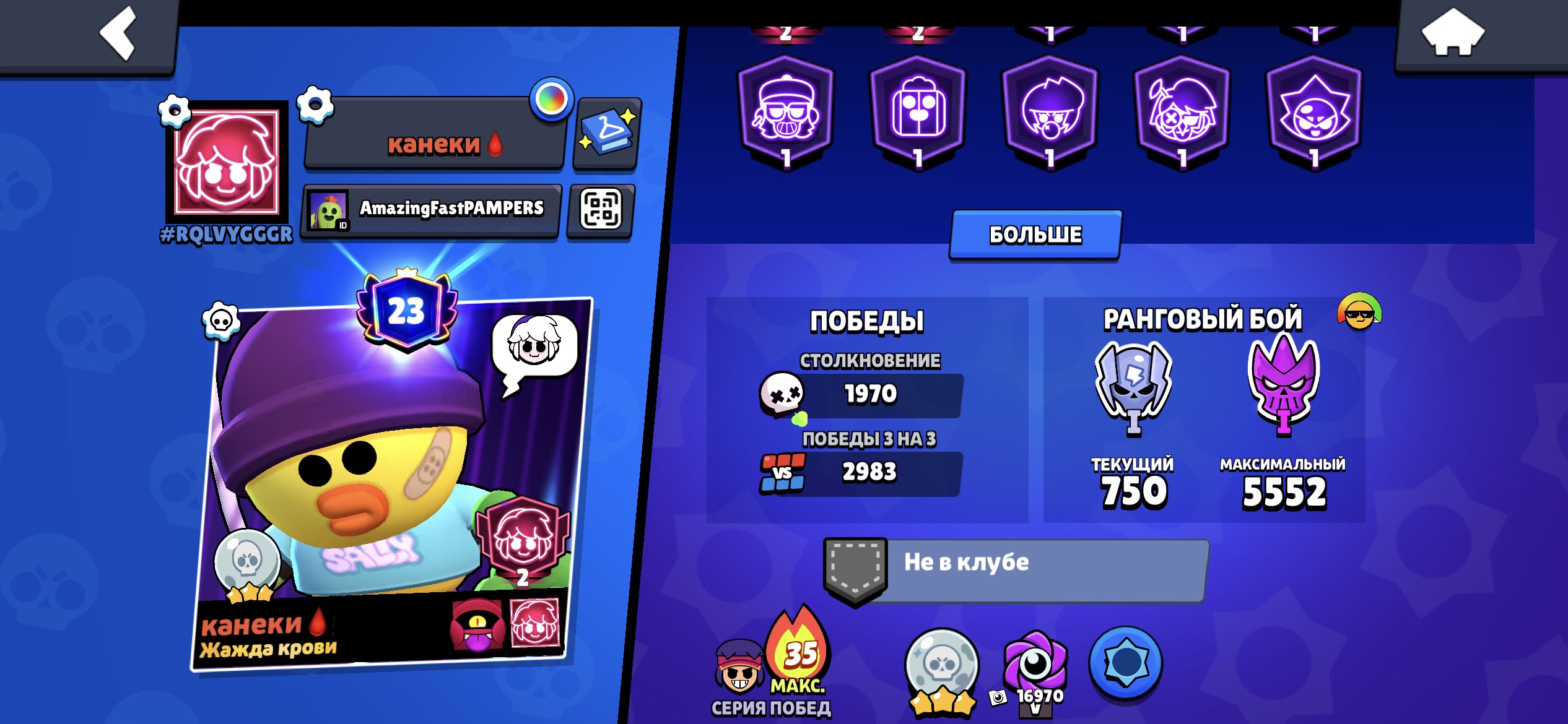 A good account, suitable as a main, trophies 44052, brawlers 105, primes 23