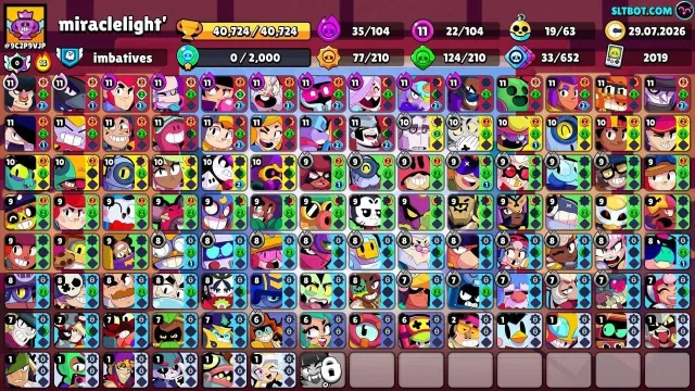💜《🏆40,700 CUPS🏆》《👤104 BRAWLERS👤》《🌟CLASH ROYALE 12,900🌟》《✨22x11 POWER✨》《💰16 TITLES💰》💜, 40700 cups, 104 brawlers, 14 primes