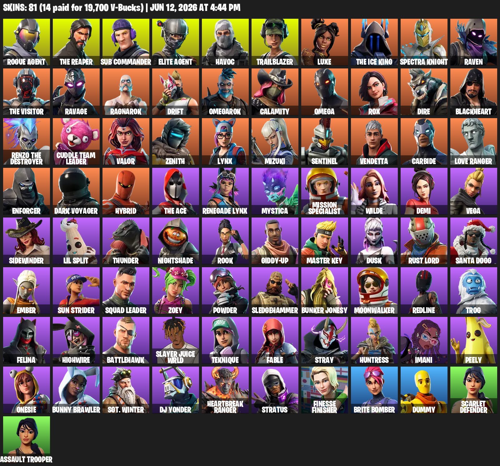 【80 SKINS】TAKE THE L /OG STW(PVE) /ELITE AGENT /REaper | FULL ACCESS, Sale, skins 80