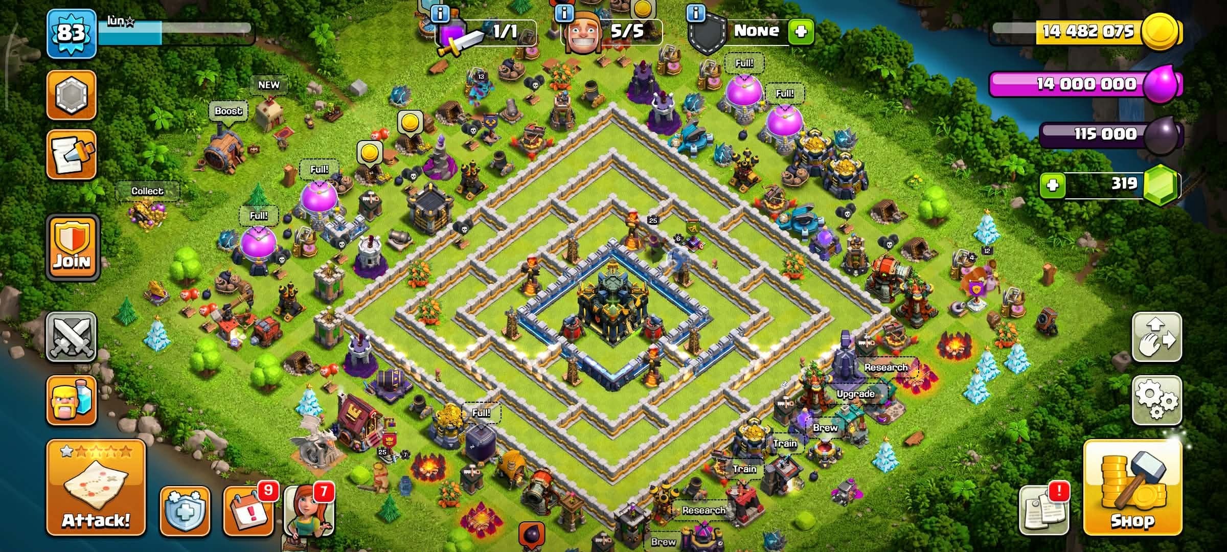 TH 17 👑Dragon Statue⚡GOOD ACCOUNT👑(BK26,AQ26,MN15,GW12,RC6)🔰300+ Gems🔰83 XP, 17 TH Main Village, 8 TH Builder