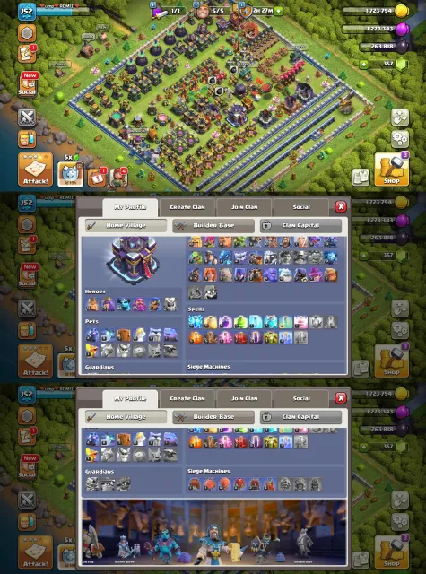 【TH15 Max/Good Defence】(N-528) ➤ Heroes (73-79-44-55-27) ✦ 352 Gems ✦ 12 Epic Equip (2×21), 15 TH Родной Деревни
