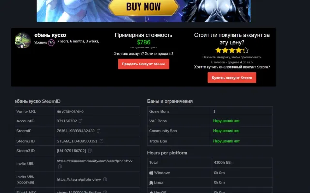 Verkaufe mein Hauptkonto auf Steam, Verkauf, 3600 MMR, 2707 Spiele, 4360 Stunden