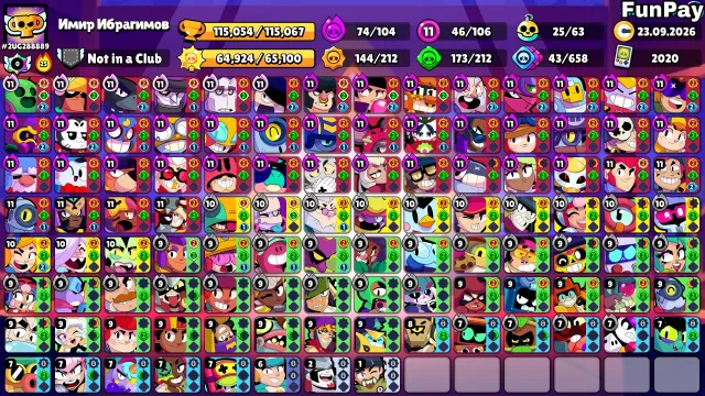 🏆115k🏆 | 🔥91 БОЕЦ 9+СИЛЫ,40 - 11+гипер🔥| 🧡 354 СКИНА(40k gems) 🧡2020ГОД | 🍁106 ПРАЙМОВ🍁, 115054 кубков, 106 бравлеров, 106 праймов