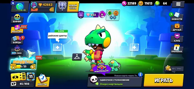 RESIDING 38405 CUPS MANY SKINS 6 LEGENDARY SKINS 10 PERSONS 11 POWERS 83 BRAWLERS, trophies 42662, brawlers 104, primes 12