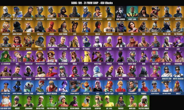 [PC/PSN/XBOX] 109 sk🔥Skelett🔥IKONIK🔥Schwarzer Ritter🔥Merry Mint Axe🔥„Erbe von Tesla“🔥Seelenverderber🔥Take The, Verkauf, Skins 109