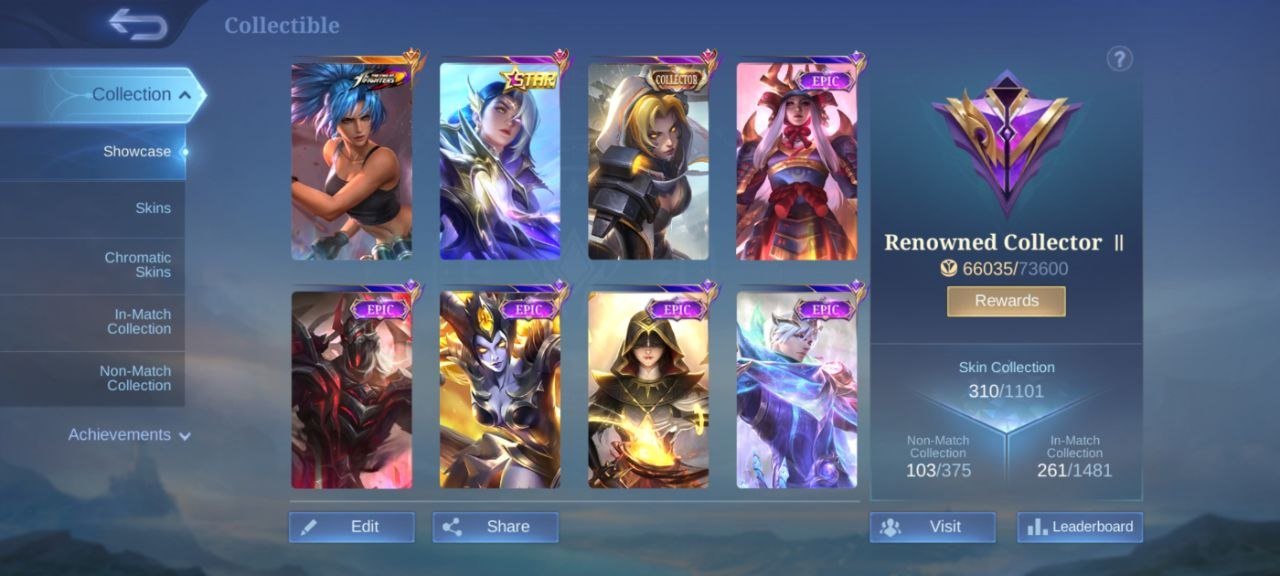 43⭐KOF Karina♣️EPIC Natalia Star Lesley♣️deluxe 38 EPIC Gusion⇨lunox⇨carmila♣️EPIC Recall MC106 Draw, Sale, Rank: Mythic, Level: 136, Winrate: 49%, Heroes: 132, Skins: 310