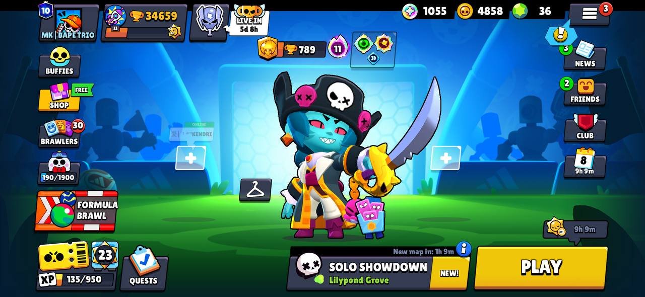 34k 🏆, 87 brawlers + Sirius, 11 leg, 21 11 strength + 17 hyper, 4k coins, 210 skins, description👇, trophies 54000, brawlers 104