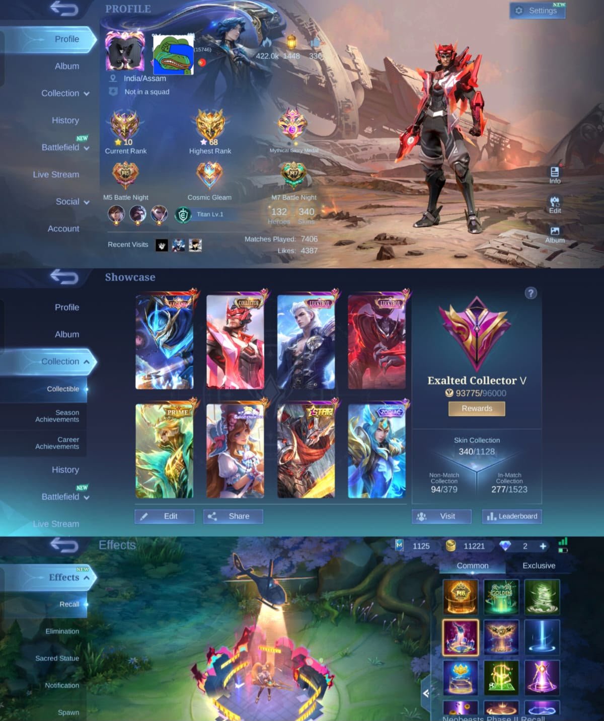 🏆 Guru 5 Account 👑 Gusion Legend 🎭 Clint Collector ⚔️ Alucard Lucky Box 👑 Granger Prime 🎰, Sale, Rank: Mythic, Level: 78, Winrate: 55%, Heroes: 132, Skins: 340
