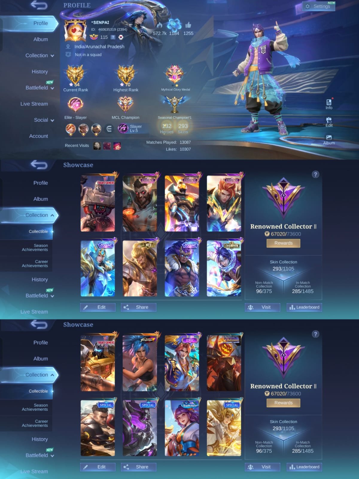 Megatron/ Transformer greinger, Sale, Rank: Mythic, Level: 50, Winrate: 55%, Heroes: 60, Skins: 293