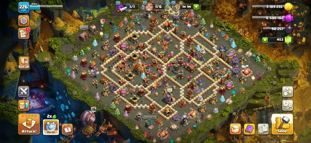 🌑TH 16 (226XP) MAX 🌑|| 92-95-56-66-45-2||🔥 BEST EQUIPMENTS🔥| HUGE HEROS Skins || 3 scenery, 16 TH Родной Деревни