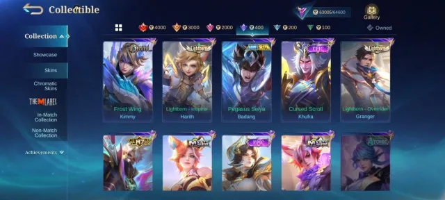 Recall TLPH➤Prime Granger➤Lucky Eastes➤Star Hayabusa➤Deluxe 39➤Epic Clint➤Harley➤Gusion➤emblem Max, Продажа, Ранг: Мифический, Уровень: 62, Процент побед: 56%, Герои: 124, Облики: 242