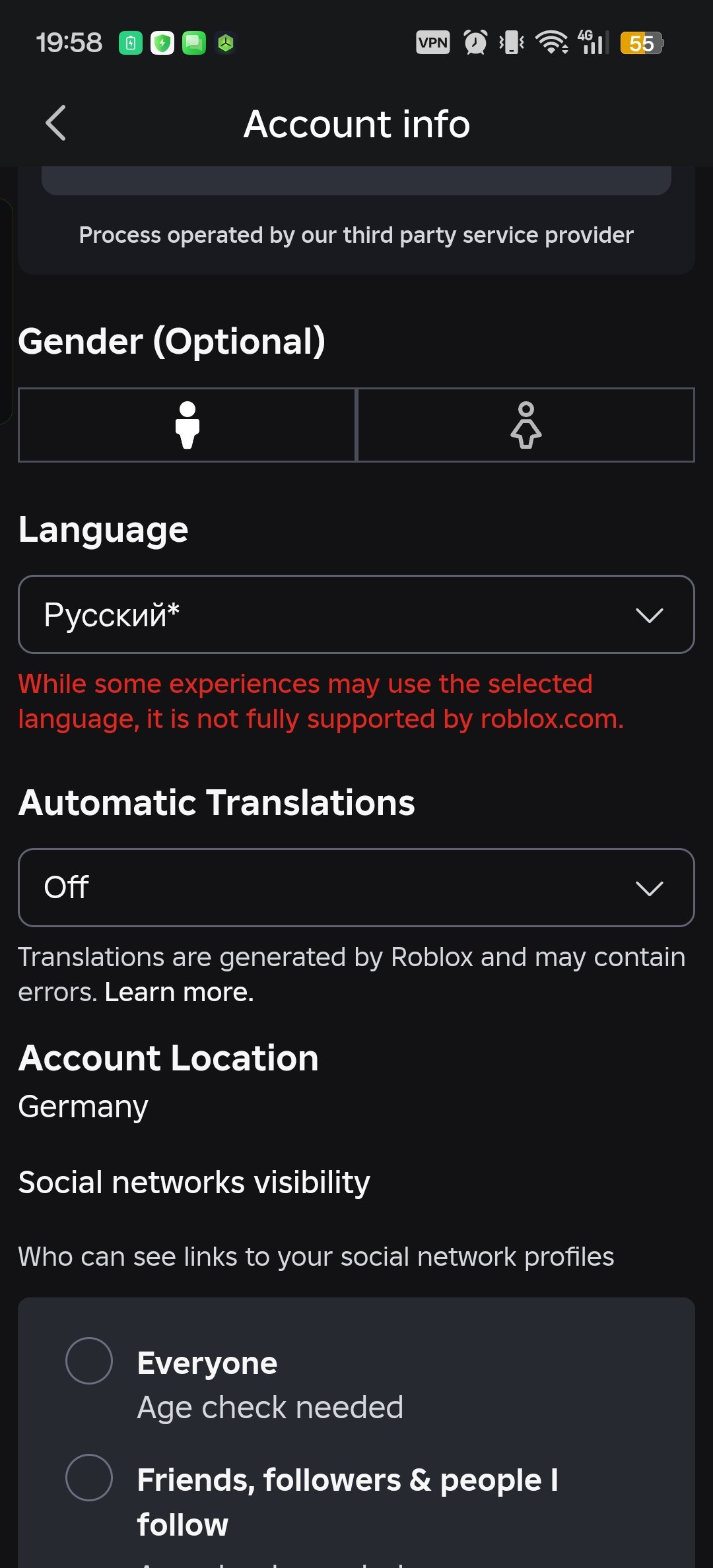 Account for 5k+ robuxs has not been confirmed age location Germany, Sale, Voice chat: Yes