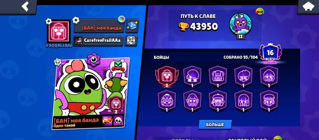 everything is written in the detailed description, trophies 43950, brawlers 95, primes 16