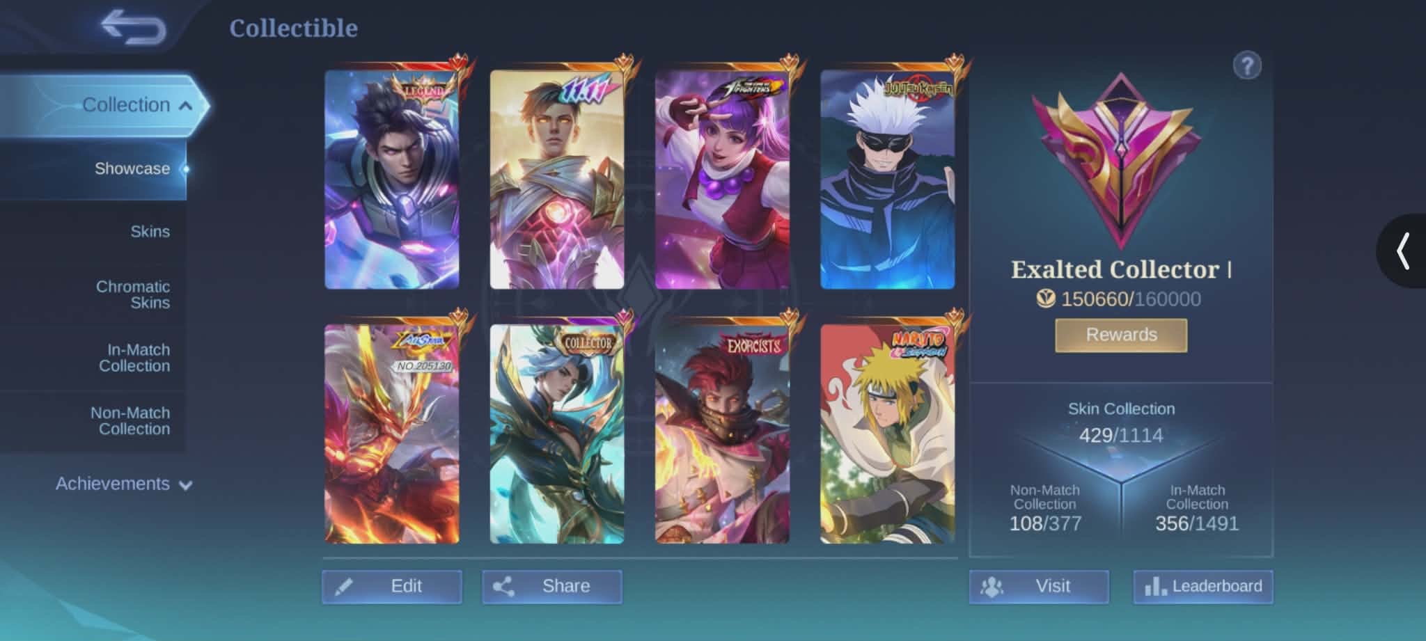❤️Legend Cosmic Gleam❤️ 11.11 Gusion❤️ KOF Athena Asamiya❤️ Satoru Gojo❤️ Infernal Wyrmlord, Sale, Rank: Legend, Level: 1, Winrate: 50%, Heroes: 133, Skins: 429